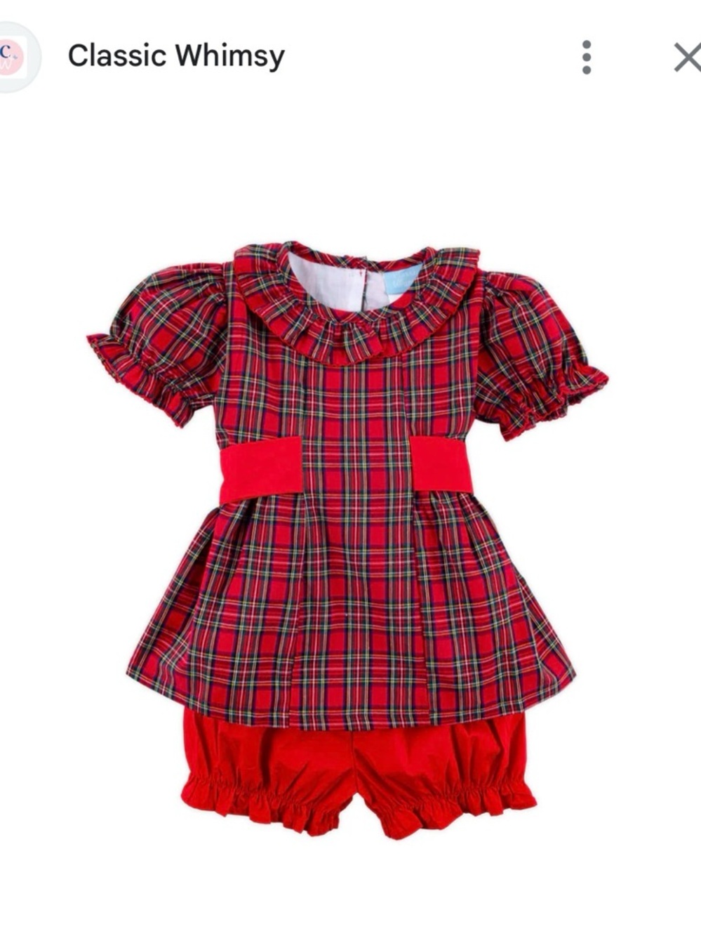 Classic Whimsy Red Plaid Girls Matching Set